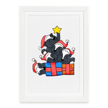 Skunk Arbre de Noël Noël - Affiche encadrée (27 × 37 cm) - blanc - Devant