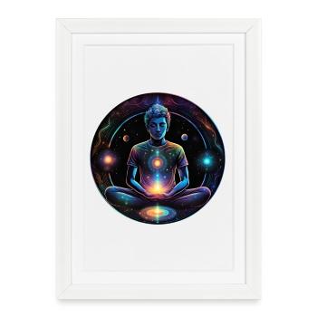 Méditation Cosmique Énergie Stellaire - Affiche encadrée (27 × 37 cm) - blanc - Devant