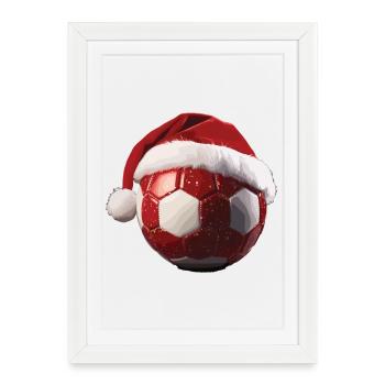 Soccer Christmas Santa Hat Ball - Framed poster (27 × 37 cm) - white - Front