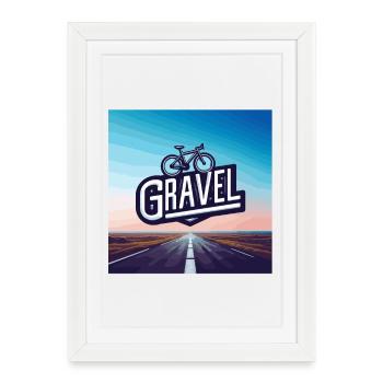 Vélo gravel sur route - Affiche encadrée (27 × 37 cm) - blanc - Devant