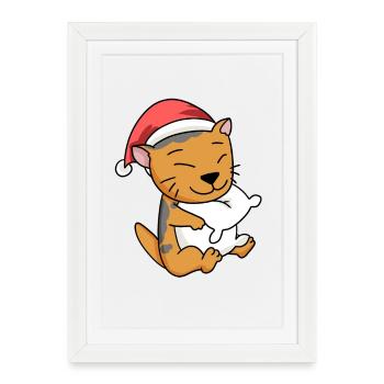 Cat Cute Scottish Fold-Eared Cat Tired - Framed poster (27 × 37 cm) - white - Front