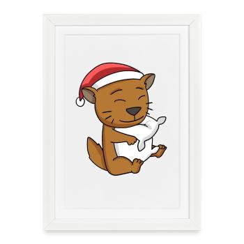 Cat Cute Somali Cat Tired Christmas - Framed poster (27 × 37 cm) - white - Front