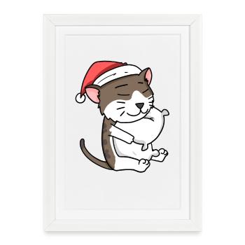 Cat Cute Burmese Cat Tired Christmas - Framed poster (27 × 37 cm) - white - Front