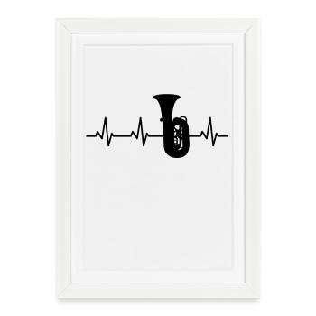 Tuba ECG Heartbeat - Affiche encadrée (27 × 37 cm) - blanc - Devant