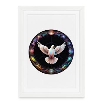 Colombe de la paix dans la magie des couleurs - Affiche encadrée (27 × 37 cm) - blanc - Devant