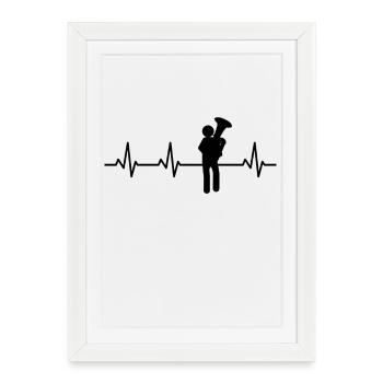 Figurines Tuba Stick Battement de cœur - Affiche encadrée (27 × 37 cm) - blanc - Devant
