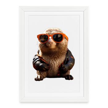 Mole with sunglasses Love Cute Moles - Framed poster (27 × 37 cm) - white - Front