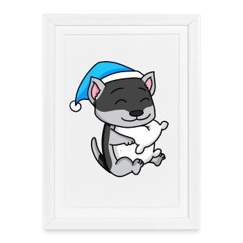 Siberian Husky Sleeping Fatigue Dog - Framed poster (27 × 37 cm) - white - Front