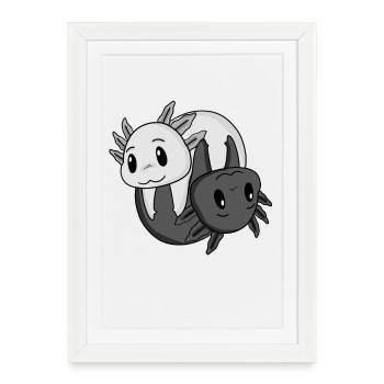 Signe Yin Yang Axolotl - Affiche encadrée (27 × 37 cm) - blanc - Devant