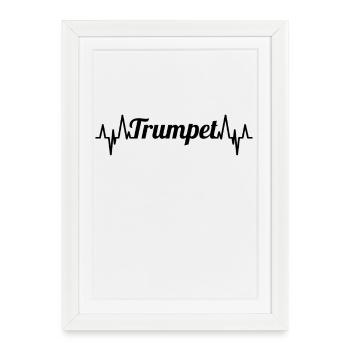 Trumpet ECG Heartline - Framed poster (27 × 37 cm) - white - Front