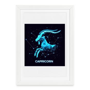 Capricorn constellation geometrique - Affiche encadrée (27 × 37 cm) - blanc - Devant