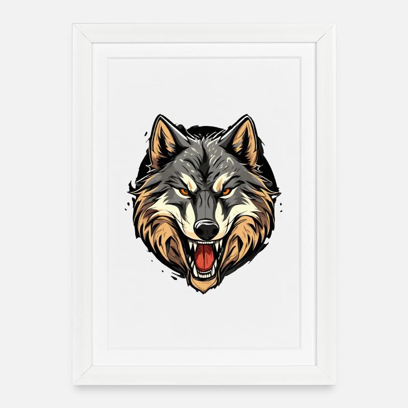 Wolfsgewitter Kopfprint - Gerahmtes Poster (27 × 37 cm) - Weiß