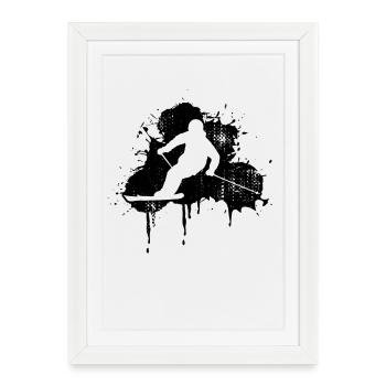 Skier - Framed poster (27 × 37 cm) - white - Front