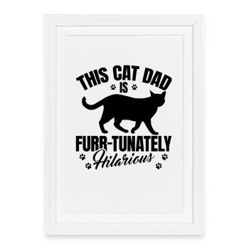 Chats Papa - Affiche encadrée (27 × 37 cm) - blanc - Devant