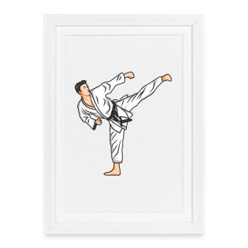 Dessin de karaté - Affiche encadrée (27 × 37 cm) - blanc - Devant