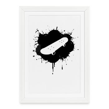 Skateboard - Affiche encadrée (27 × 37 cm) - blanc - Devant