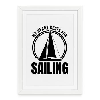 Amoureux de la voile - Affiche encadrée (27 × 37 cm) - blanc - Devant