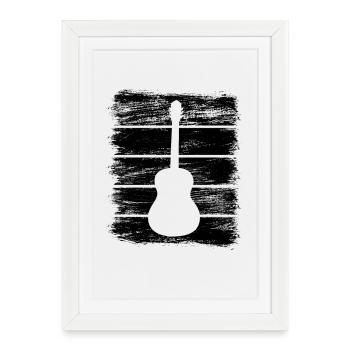 Croquis de guitare - Affiche encadrée (27 × 37 cm) - blanc - Devant