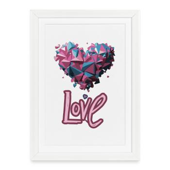 Cœur géométrique rose et bleu - Affiche encadrée (27 × 37 cm) - blanc - Devant