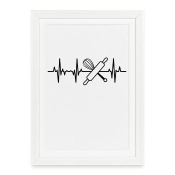 Rolling Pin Hand Mixer Heart Palpitations - Framed poster (27 × 37 cm) - white - Front