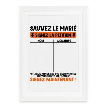 Humour EVG Cadeau Copains Team Futur Marié Garçon - Affiche encadrée (27 × 37 cm) - blanc - Devant