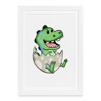 Dinosaure oeuf Dino bébé Motif - Affiche encadrée (27 × 37 cm) - blanc - Devant