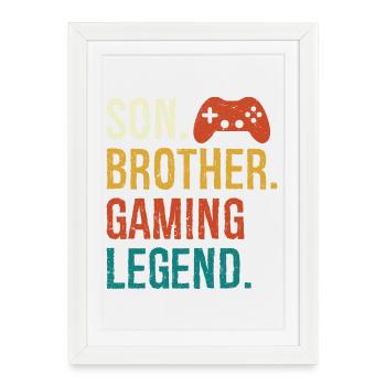 son brother gaming legend son brother video gamer - Framed poster (27 × 37 cm) - white - Front