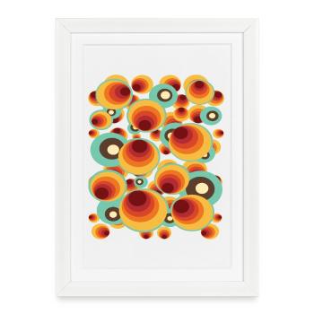 Motif de cercle à pois rétro - Affiche encadrée (27 × 37 cm) - blanc - Devant