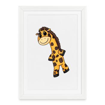Motif de girafe - Affiche encadrée (27 × 37 cm) - blanc - Devant