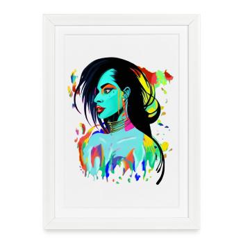Neon Portrait Color Explosion - Framed poster (27 × 37 cm) - white - Front