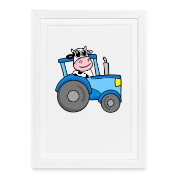 Ferme de tracteurs de vaches - Affiche encadrée (27 × 37 cm) - blanc - Devant