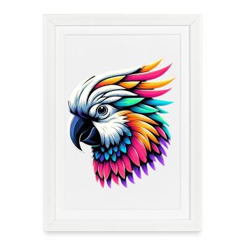 Perroquet cacatoès avec crête - Affiche encadrée (27 × 37 cm) - blanc - Devant