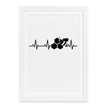Impulsion ECG d’abeille - Affiche encadrée (27 × 37 cm) - blanc - Devant