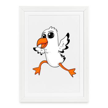 Oiseau Mouette Mer du Nord - Affiche encadrée (27 × 37 cm) - blanc - Devant