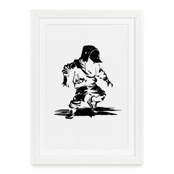 Illustration de danseuse de breakdance - Affiche encadrée (27 × 37 cm) - blanc - Devant