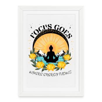 La concentration va là où l’énergie circule - Yoga Lovers - Affiche encadrée (27 × 37 cm) - blanc - Devant