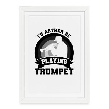 Blague de trompettiste - Affiche encadrée (27 × 37 cm) - blanc - Devant