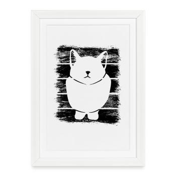 Cat - Framed poster (27 × 37 cm) - white - Front