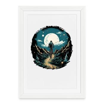 Illustration de vélo de montagne - Affiche encadrée (27 × 37 cm) - blanc - Devant