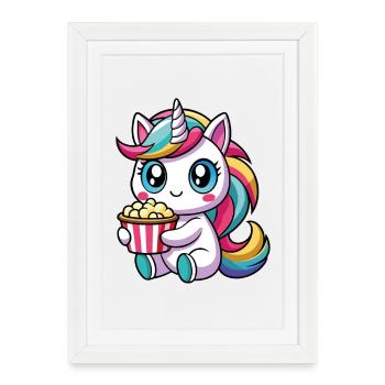 Popcorn Unicorn - Framed poster (27 × 37 cm) - white - Front