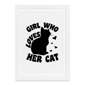 Amoureux des chats - Affiche encadrée (27 × 37 cm) - blanc - Devant