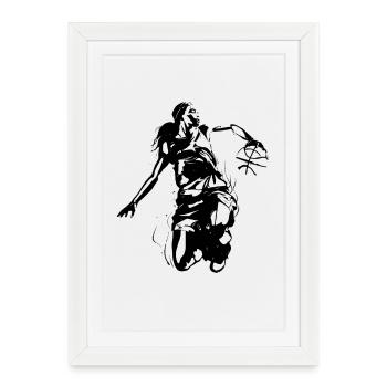 Graphique de joueur de basket-ball - Affiche encadrée (27 × 37 cm) - blanc - Devant