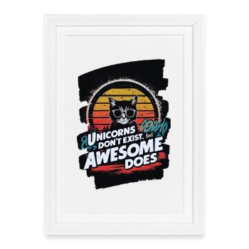 Cool avec des lunettes de soleil et du texte pour les amoureux des animaux - Affiche encadrée (27 × 37 cm) - blanc - Devant