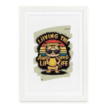 Koala avec lunettes de soleil et texte lifestyle - Affiche encadrée (27 × 37 cm) - blanc - Devant