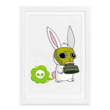 Lapin mignon qui pète - Affiche encadrée (27 × 37 cm) - blanc - Devant