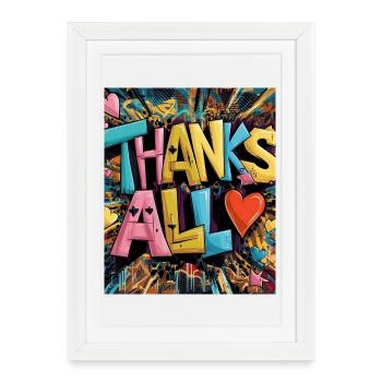 style graffiti merci coeur design - Affiche encadrée (27 × 37 cm) - blanc - Devant