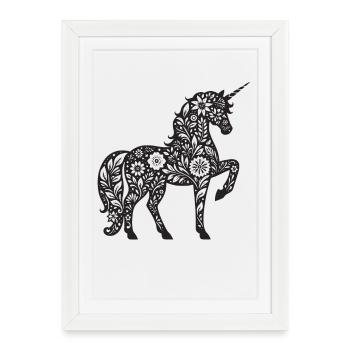 Fantaisie Licorne Chevaux Fans Licorne Amoureux - Affiche encadrée (27 × 37 cm) - blanc - Devant