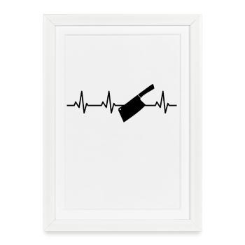 Ligne Coeur Couperet - Affiche encadrée (27 × 37 cm) - blanc - Devant
