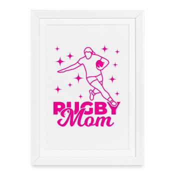 Drôle de maman de rugby - Affiche encadrée (27 × 37 cm) - blanc - Devant