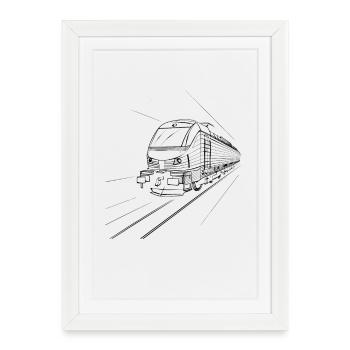Croquis de train - Affiche encadrée (27 × 37 cm) - blanc - Devant